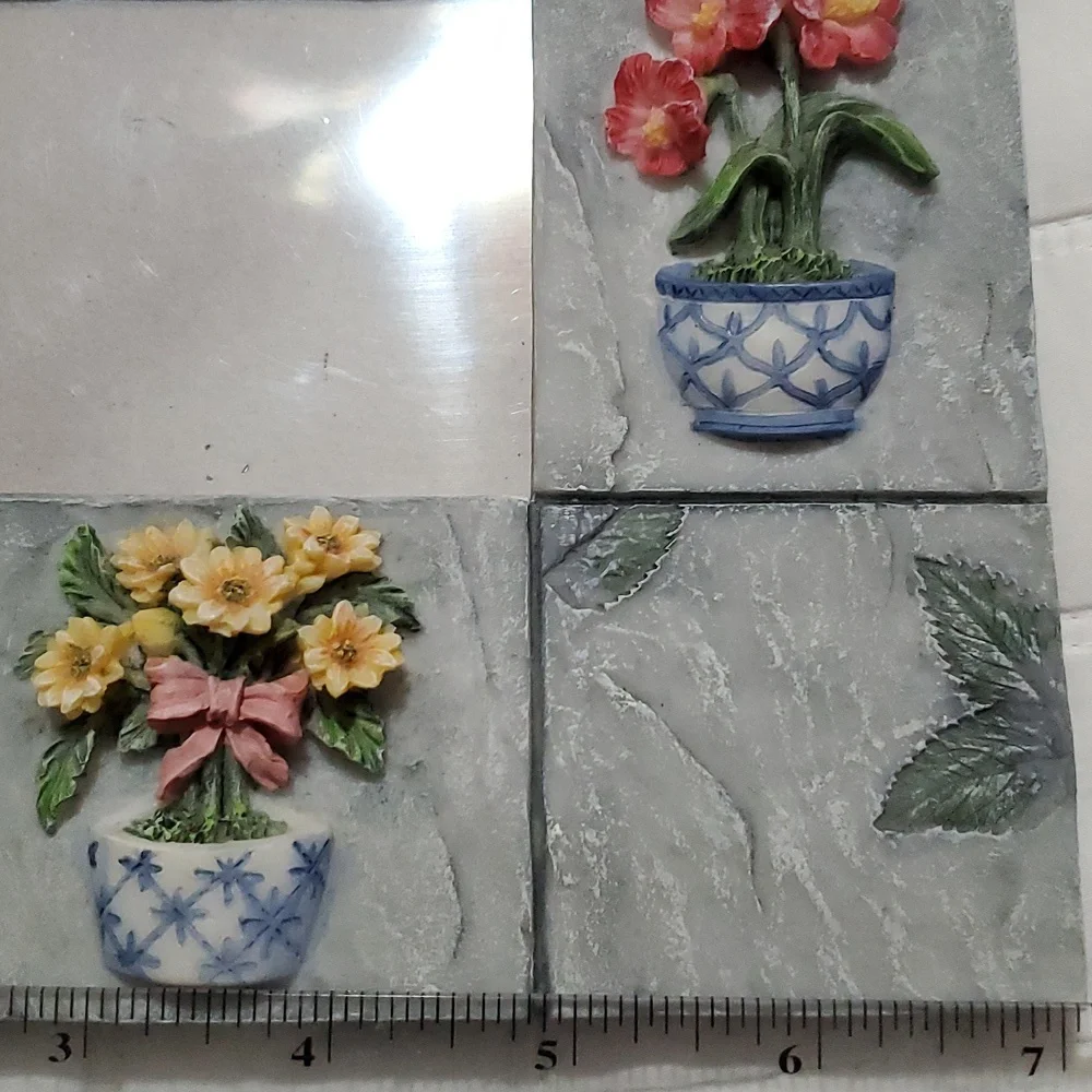 Floral Frame Richesco Intricate 3D Sculpted Flowers Gray Square Spring Garden